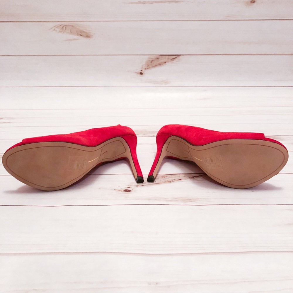NWOT Dolce Vita Red Suede Peep Toe Pumps Size 7.5 - Picture 4 of 7